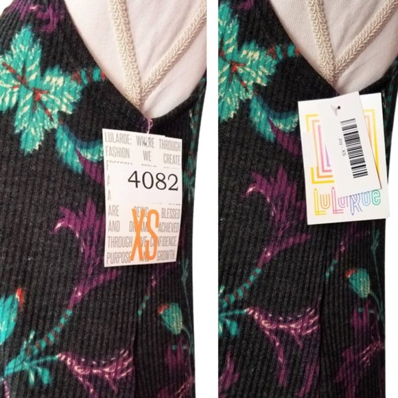 LULAROE Long Floral Ribbed JOY Open Cardigan Vest Women's XS - Picture 3 of 4